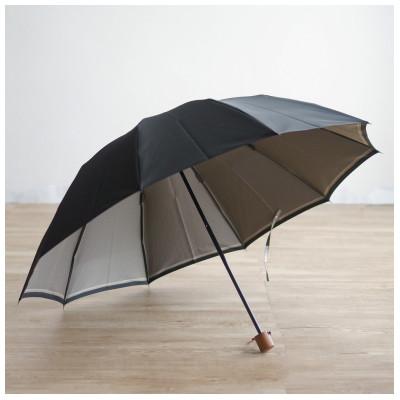 ふるさと納税 中央区 【数量限定】小宮商店　『裏縞』雨晴兼用折りたたみ傘　60cm10本骨　ブラック