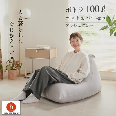 ふるさと納税 岡崎市 【ハナロロ】 ビーズクッション プレミアムポトラ100リットル ニットカバー付(アッシュグレー)