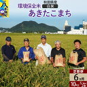 【ふるさと納税】【白米】《定期便6ヶ月》令和6年産 秋田県産 あきたこまち 環境保全米 10kg (5kg×2袋)×6回 計60kg