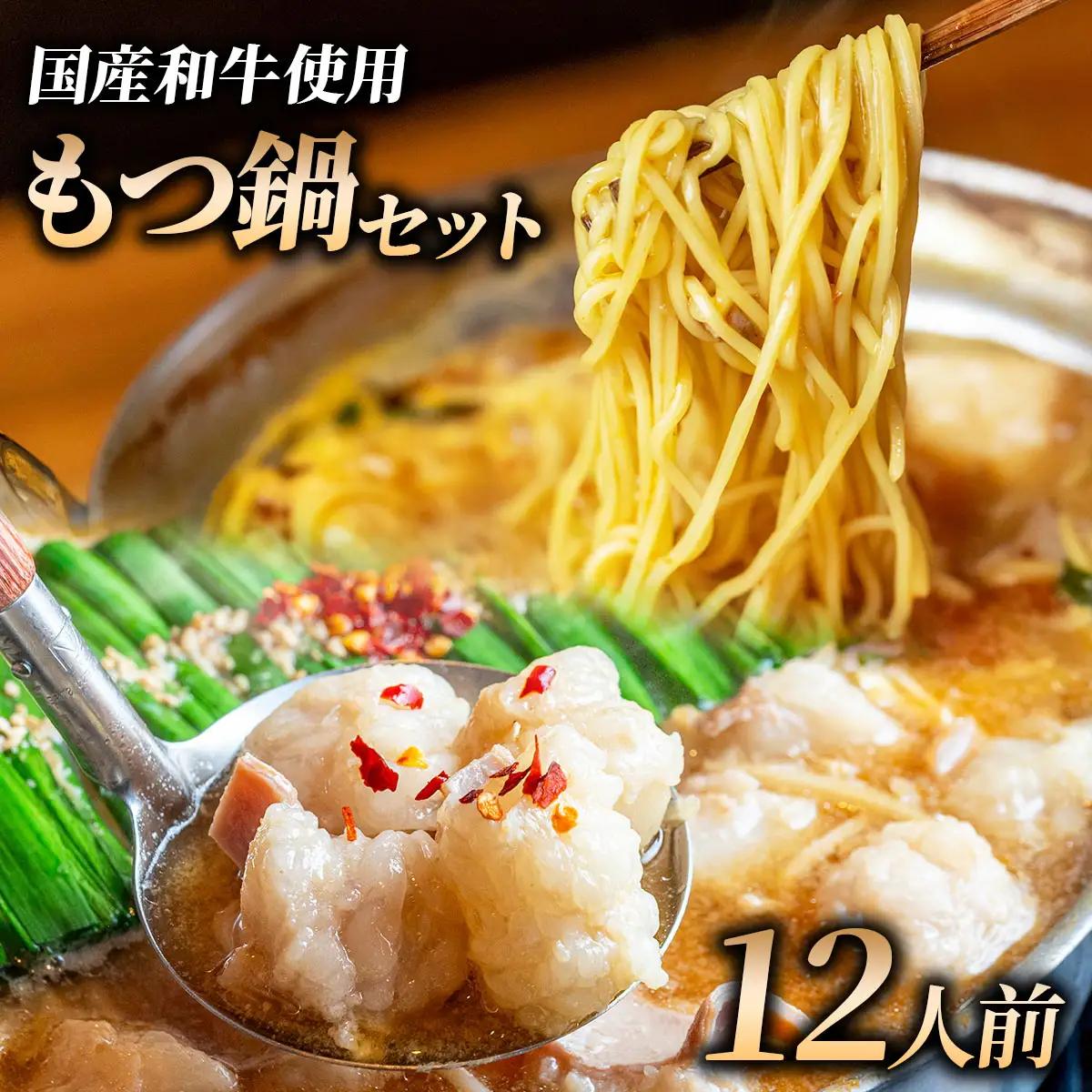和牛 もつ鍋セット 醤油味 (ちゃんぽん麺つき) 12人前【HD013】