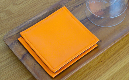 No.219-02 PVCレザーコースター「LEST」（ブラック）