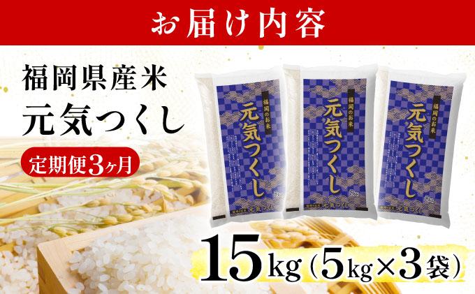 【3ヶ月定期便】福岡県産米 元気つくし 15kg 令和7年産 ※北海道・沖縄・離島は配送不可【精米 7年産 国産 福岡県産 お米 ブランド米 15kg げんきつくし】CY013sub3