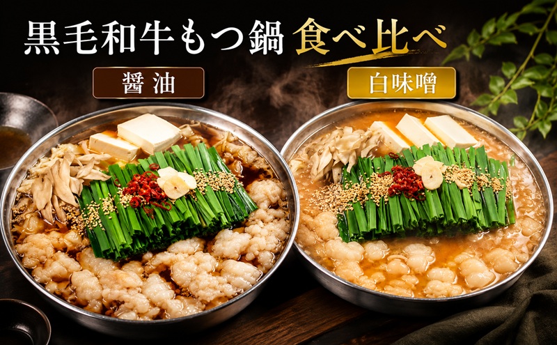 黒毛和牛もつ鍋 食べ比べ 白味噌・醤油 セット【配送不可：離島】 お肉 牛肉 鍋セット モツ鍋 