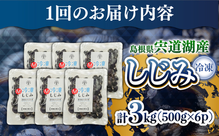 しじみ 【全12回定期便】食べる分だけさっと使える！宍道湖産 冷凍大和しじみ (M)500g×6袋 島根県松江市/平野缶詰有限会社[ALBZ035] しじみ しじみ