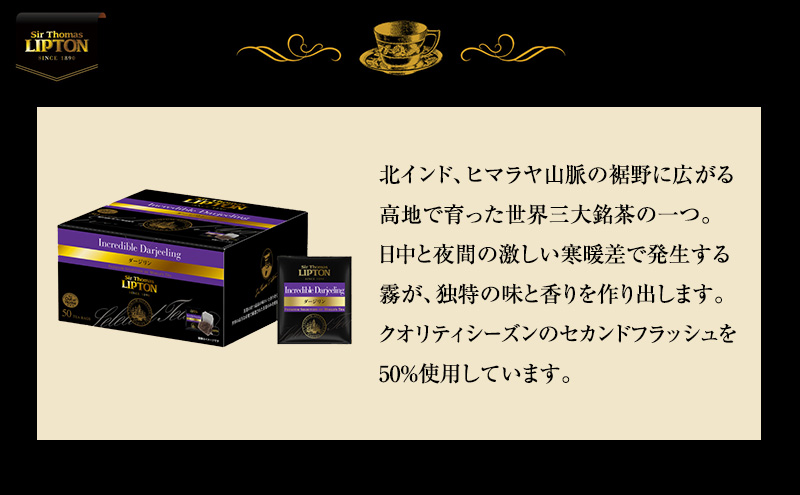 サー・トーマス・リプトン ダージリン PP個包装 100袋(50袋×2箱) 飲料 紅茶 ティー ダージリン ミルクティー  ティーバッグ リラックス リフレッシュ