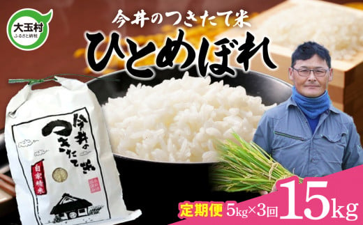 【 令和6年産 新米 】 米 定期便 15kg ひとめぼれ （毎月 5kg × 3回 ）【 今井のつきたて米 】今井農園 福島県 大玉村 米作り 精米 白米 令和6年 お米 ｜ OT08-013-R6