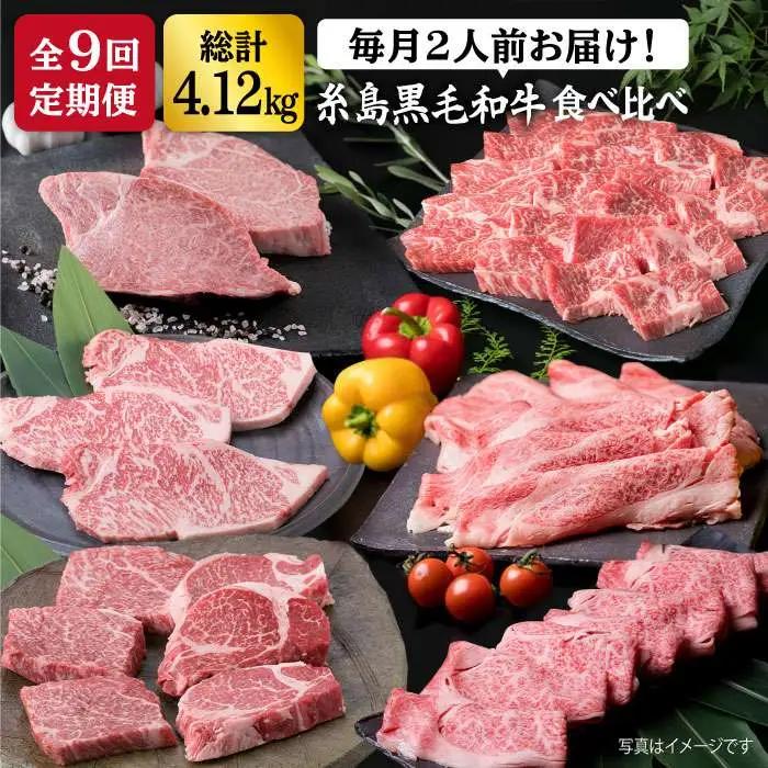 糸島 黒毛和牛（ 博多 和牛 ） 高級 部位の定期便 セット 全9回（月1回） 2人前 4,12kg 糸島市/糸島ミートデリ工房 [ACA109] 定期便 肉 食べ比べ 希少