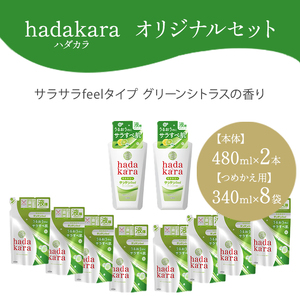 hadakara（ハダカラ）オリジナルセット サラサラタイプ《本体×2本、つめかえ用×8袋》[ ライオン LION ボディソープ ]