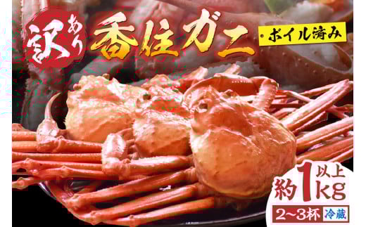 【訳あり 香住ガニ 浜茹で 2～3杯 約1kg以上 1～2本指落ち 冷蔵】ご自宅用に チョイス ランキング1位（カニ部門月別 2022.9月）※注意書きのご確認を必ずお願いします 令和7年3月以降順次発送 配送日指定不可 配送前のご連絡は出来ません 人気 ふるさと納税 返礼品 おすすめ 国産 兵庫県 香美町 香住 カニ 足 爪 身 脚 しゃぶ ベニズワイガニ  鍋 丸近 12000円 19-09