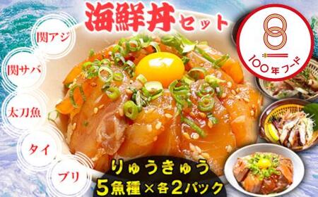 りゅうきゅう 海鮮丼 漬け丼 5種 関あじ 関さば 太刀魚 真鯛 ぶり りゅうきゅう 
