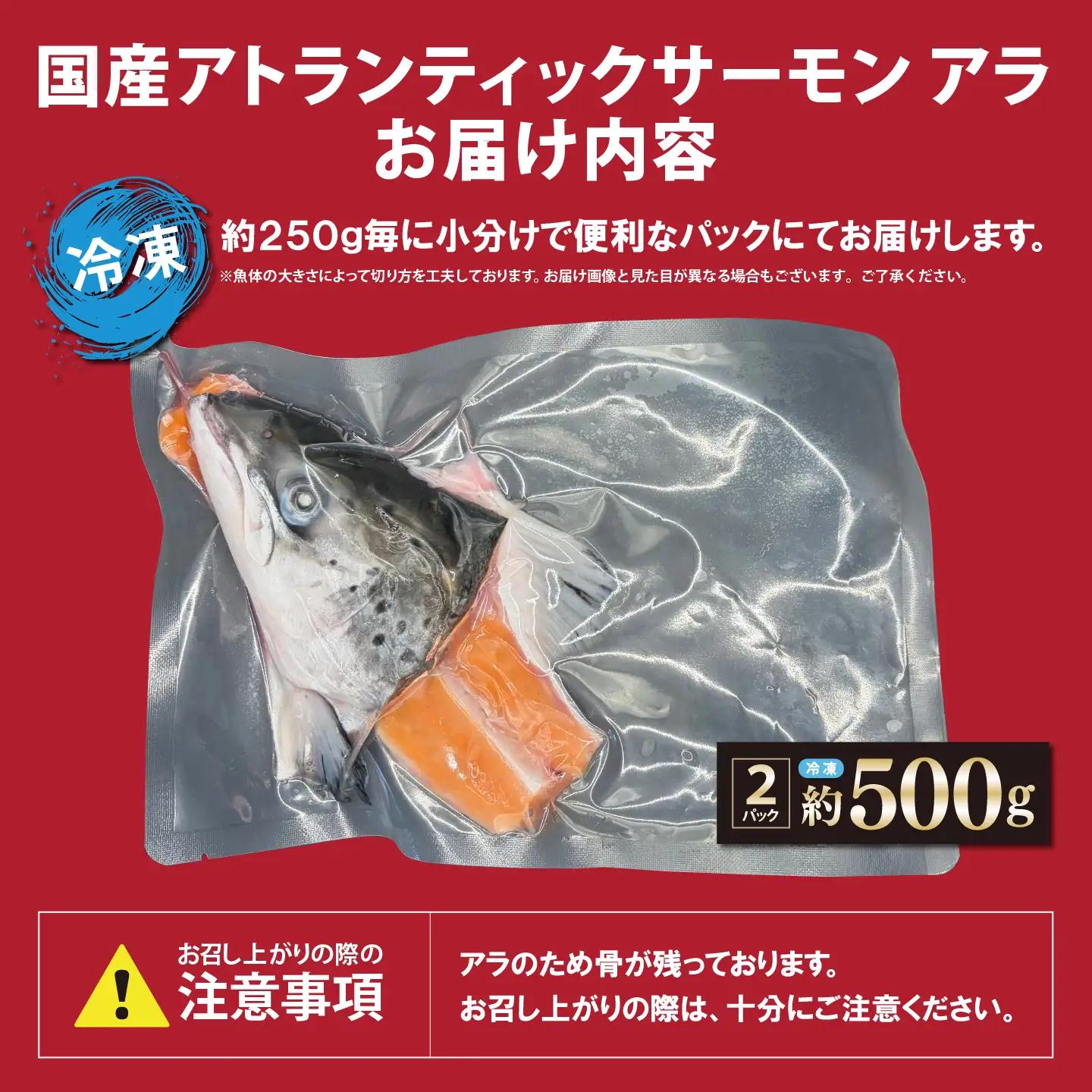 小山町産 アトランティックサーモン アラ×2P 約500g 国産サーモン