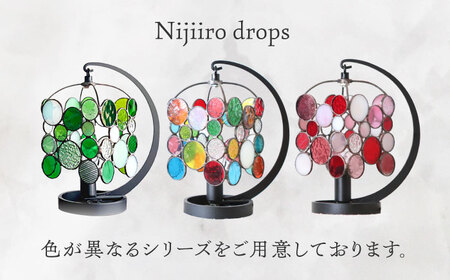 Nijiiro Lamp のステンドグラスのテーブルランプ ドロップス グリーン【1425973】