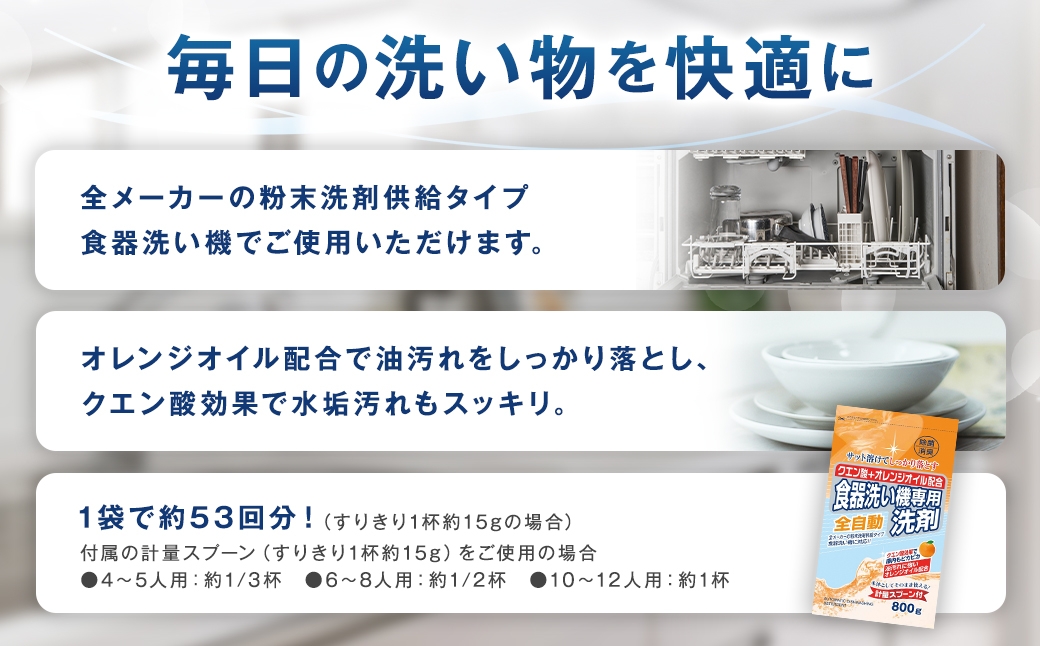 食洗器用洗剤 （粉末タイプ）800g×15個 （クエン酸 + オレンジオイル配合）