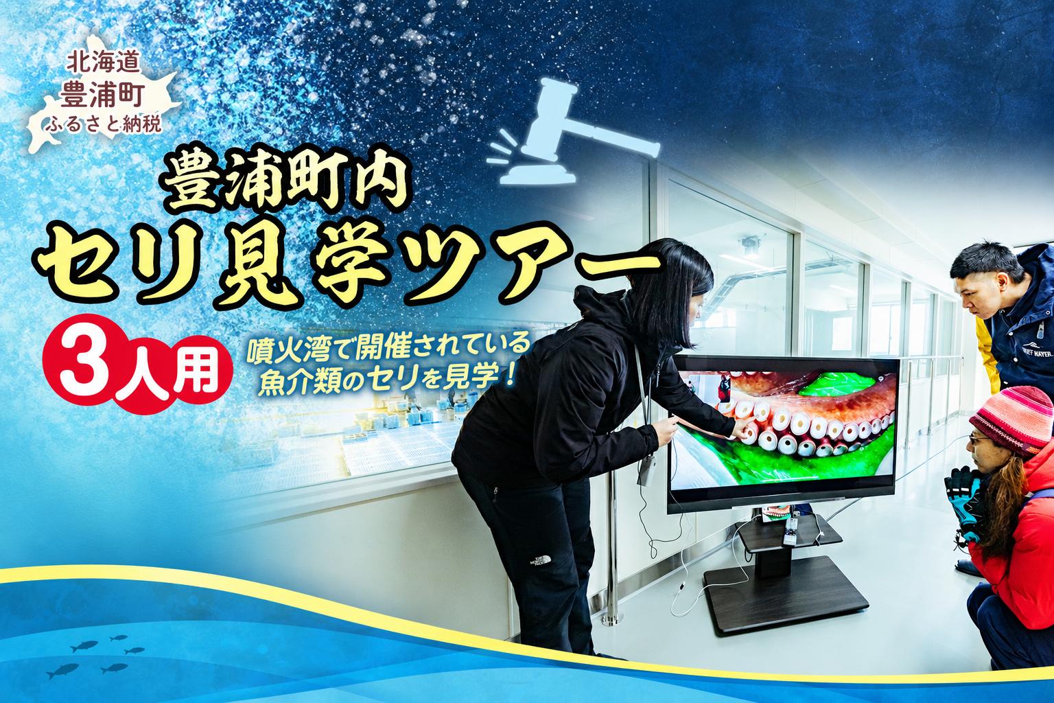 
                  【 豊浦町内 】 セリ見学ツアー （ 3人用 ） 見学 体験 観光 ツアー 旅行 国内旅行 セリ
                