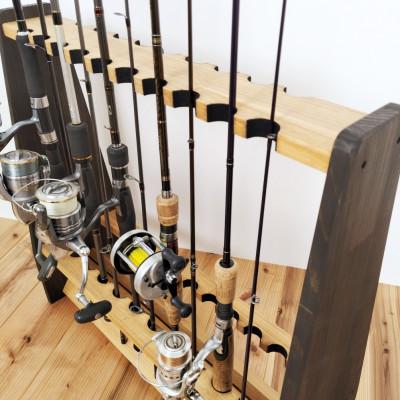 ふるさと納税 横手市 WOOD WORKS ロッドスタンド19本掛け　ライトブラウン×ブラックウッド |  | 02