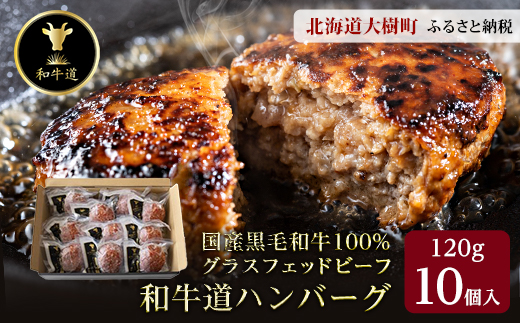 和牛道ハンバーグ120g×10食セット 北海道 大樹町 黒毛和牛 北海道産【配送不可地域：離島】