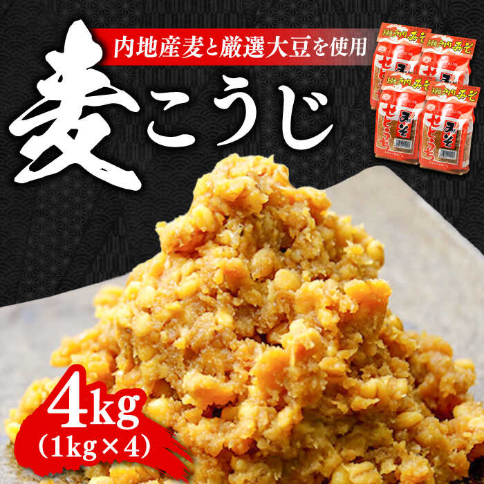 【ふるさと納税】【創業明治28年の伝統の味】田舎みそ 麦こうじ 1kg×4袋 安心 安全 料理 味噌 みそ 麦みそ 合わせ味噌 味噌汁 みそ汁 セット 詰め合わせ 発酵 加工食品 調味料 大豆 広島県産 人気 送料無料 江田島市/瀬戸内みそ高森本店[XBW001]