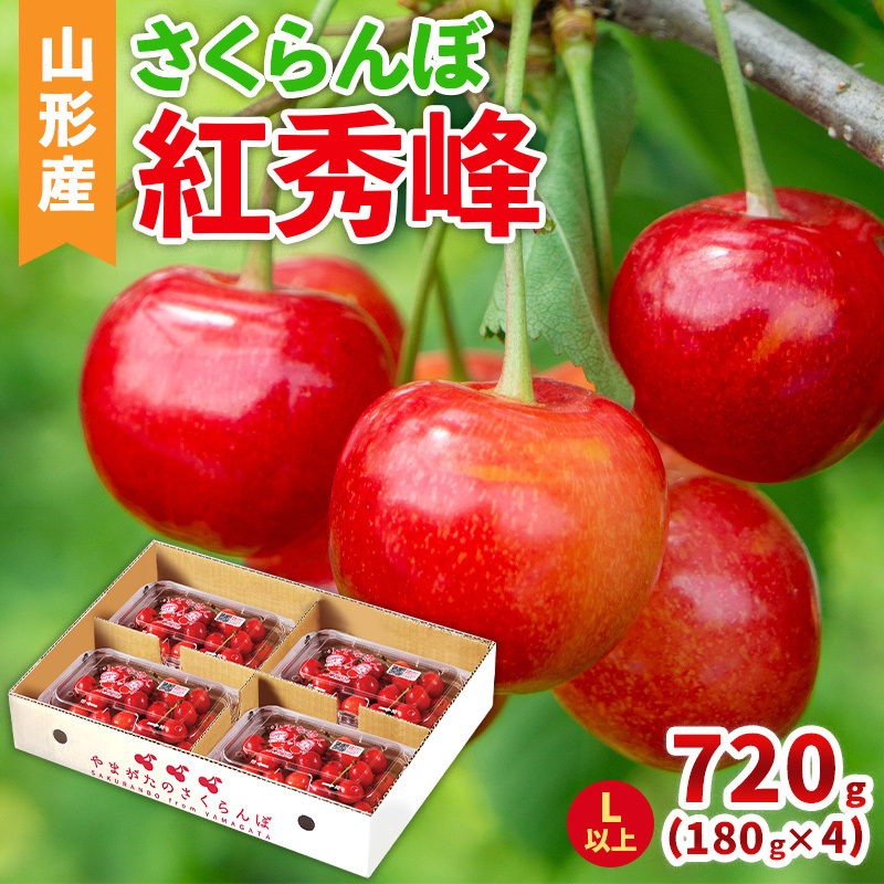 さくらんぼ(紅秀峰)Lサイズ以上 720g(180g×4パック) 【令和8年産先行予約】FS25-042