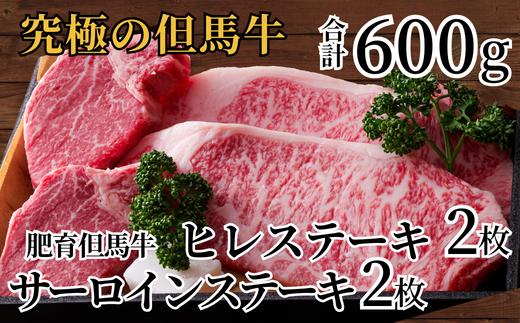 【但馬牛 肥育牛 サーロインステーキ150g×2 ヒレステーキ150g×2 合計600g 但馬牛の最高級ステーキセット 冷凍 産地直送】令和７年２月以降順次発送 牛肉 02-10