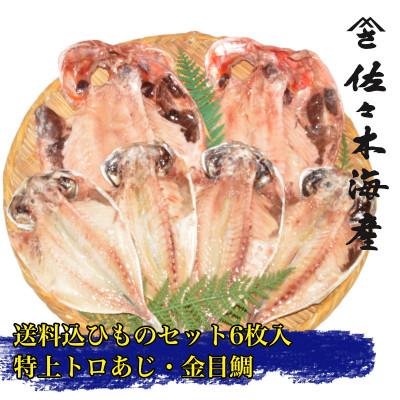 ふるさと納税 伊東市 干物セット【大島B】特トロあじ4枚・金目鯛2枚　伊豆・伊東のひもの詰め合わせ　静岡県伊東市