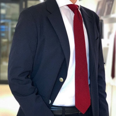 【手織りネクタイ】レッド フレスコタイ kuskafabric  京都・丹後のシルク織物【1080334】