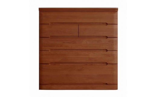 チェスト タンス 幅102 5段 奥行44 ニレ材 ブラウン色 プラム 桐たんす 箪笥 婚礼家具 衣類収納 大川家具【丸田木工】