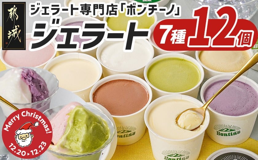 
            【☆クリスマス☆】ジェラート専門店「ボンチーノ」7種12個セット≪12月20日～23日お届け≫_MJ-1565-OJX_(都城市) 
          