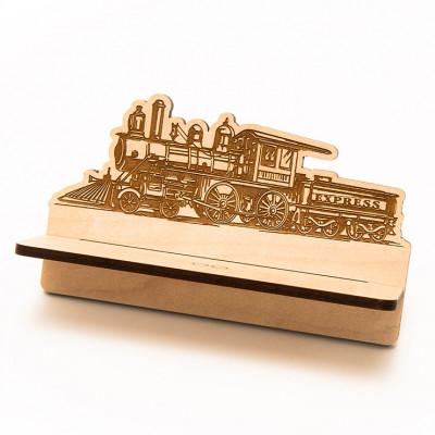 ふるさと納税 大木町 【国産/雑貨】メガネスタンド008 蒸気機関車 約15cm幅《メープル色》(大木町) CK174