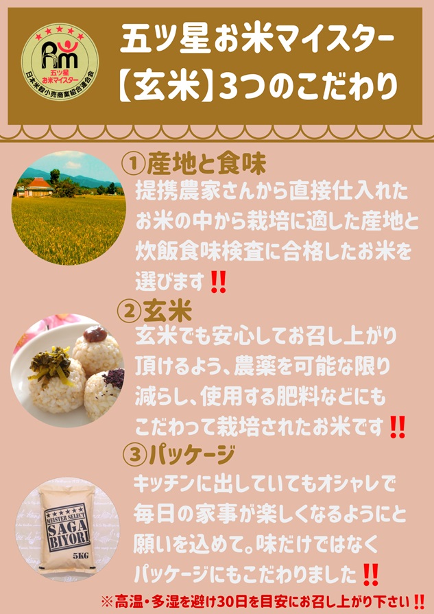 CID47_【３回定期便】さがびより【玄米】１０kg（５kg×２袋） 【五つ星お米マイスター厳選！】