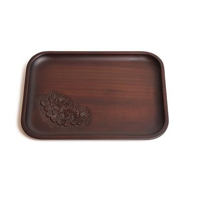 ふるさと納税 長野県 軽井沢彫　角盆　三連桜　長野県伝統工芸品