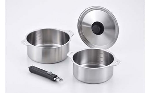 EM-029 燕三 IH対応ハンドル着脱式鍋18cm・20cmセット FC023039