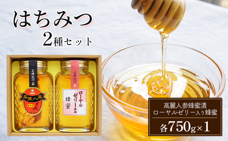 はちみつ セット 2種 高麗人参蜂蜜漬・ローヤルゼリー入り蜂蜜 各750g×1 ハチミツ はちみつ