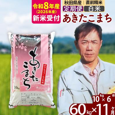 ふるさと納税 北秋田市 R8産 新米受付《定期便11ヶ月》秋田県産あきたこまち60kg【白米】|msrf-11311s