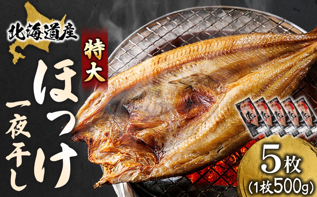 
                  北海道産 ほっけ一夜干し（500～550g）×5枚  ｜  釧路町の匠が贈る 北の至宝 ホッケ 干物 焼魚 焼き魚 白身魚 セット ひもの 魚干物 一人暮らし セット おかず 冷凍 スピード発送 すぐ届く 魚介類 海鮮 絶品 人気 ヒロセ すぐ発送 北海道 釧路町 釧路超 特産品 br02
                