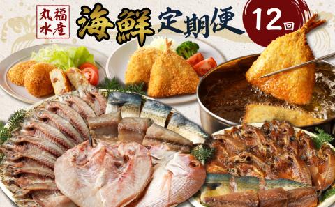 【12回定期便】丸福水産・海鮮定期便 ／ 干物 ひもの フライ 個包装 小分け 魚 詰合せ 詰め合わせ 乾物 塩干し みりん干し 海鮮 魚介 食べ比べ 国産 冷凍