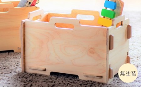 [P059] Baum Series 国産ヒノキ合板製 スタッキングコンテナボックス おもちゃ箱 （無塗装）