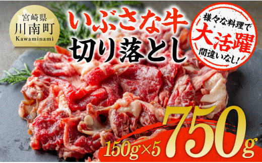 いぶさな牛切り落とし750g（150g×5パック） 【 宮崎県産 牛 切り落とし 黒毛和牛 】