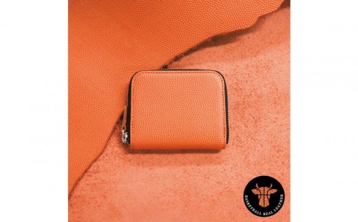 ミニマム財布(ラウンド)本革バスケ/オレンジ ML074