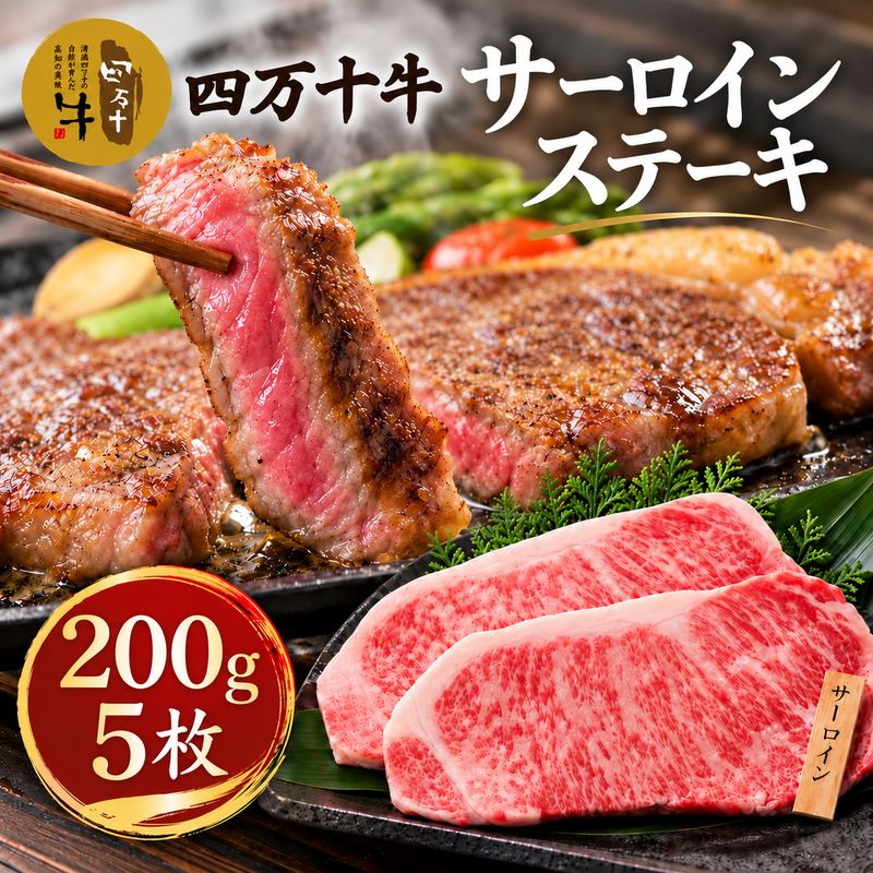 【ふるさと納税】【ギフト用（包装・のし対応）】26-022G．幻のメス牛 四万十牛サーロインステーキ1kg（200g×5枚）国産 高知 しまんと 四万十 四万十牛 メス牛 お取り寄せ 牧場直売 牛肉 黒毛和牛 四万十市 送料無料 ステーキ 霜降り バーベキュー アウトドア 焼き肉