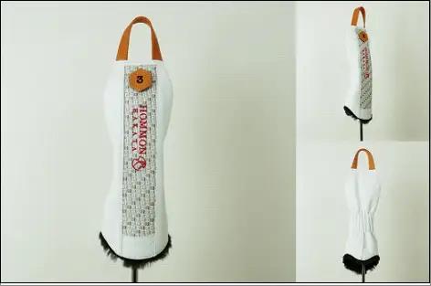【カラー選択可】博多革工房HOMMONが作ったゴルフウッド用ヘッドカバー【博多織・牛革コンビ】 ダークグレー＃5