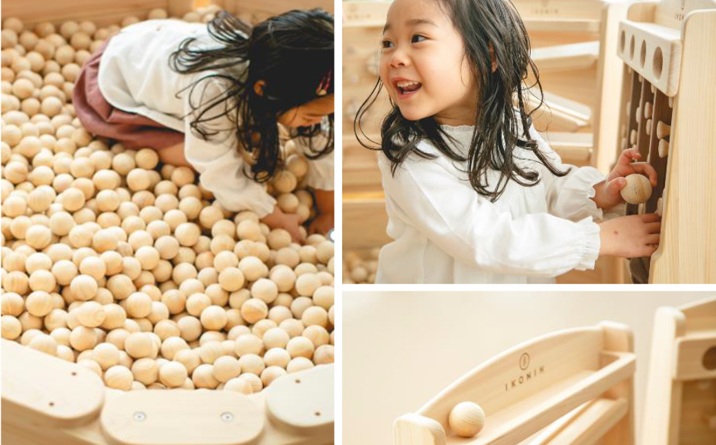 檜ボールプール（IKONIHプール）オプションフェンス付きMサイズ（直径約1.5m） | 檜 ボールプール 木製 IKONIH プール オプションフェンス付き Mサイズ 日本製 ヒノキ 無塗装 安全 