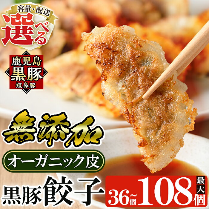 【ふるさと納税】＜容量・定期便が選べる＞鹿児島黒豚「短鼻豚」餃子セット(オーガニック皮使用)(36個・84個・3回定期便) 国産 豚肉 ぎょうざ 餃子 無添加 鹿児島黒豚肉 国産野菜 ギョーザ ギョウザ 惣菜 おかず 冷凍 安心【鹿児島ますや】