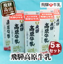 【ふるさと納税】飛騨高原牛乳 1L×5本セット 無調整牛乳 牛乳 飛騨産 飛騨高山 飛騨 飛騨牛乳 5000円 TR3147