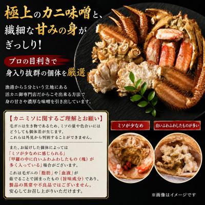 ふるさと納税 白老町 【浜ゆで自社タグ付】北海道産ボイル毛ガニ700g〜800g前後×2尾 冷凍 |  | 01