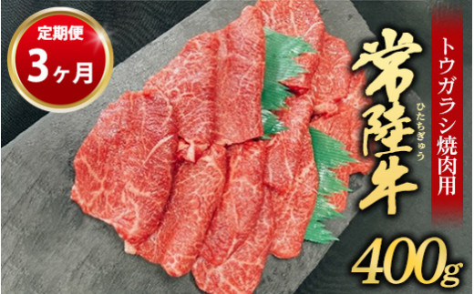 
【定期便 3ヶ月】【希少部位】常陸牛トウガラシ焼肉用400g
