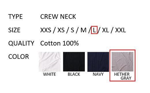 【Lサイズ】 EIJI T−SHIRT クルーネック ヘザーグレイ _SM16-5 ｜ 服 Tシャツ ティーシャツ 国産 日本製 大阪府 阪南市