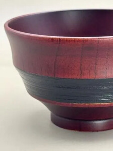 筋刷毛目椀 朱漆