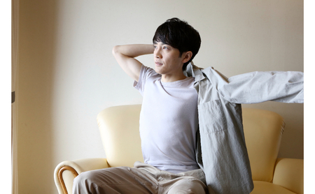 《絹生活研究所》インナー／メンズ／半袖／グレー インナーウェア 下着 肌着 Tシャツ ファッション 服 男性  Lサイズ