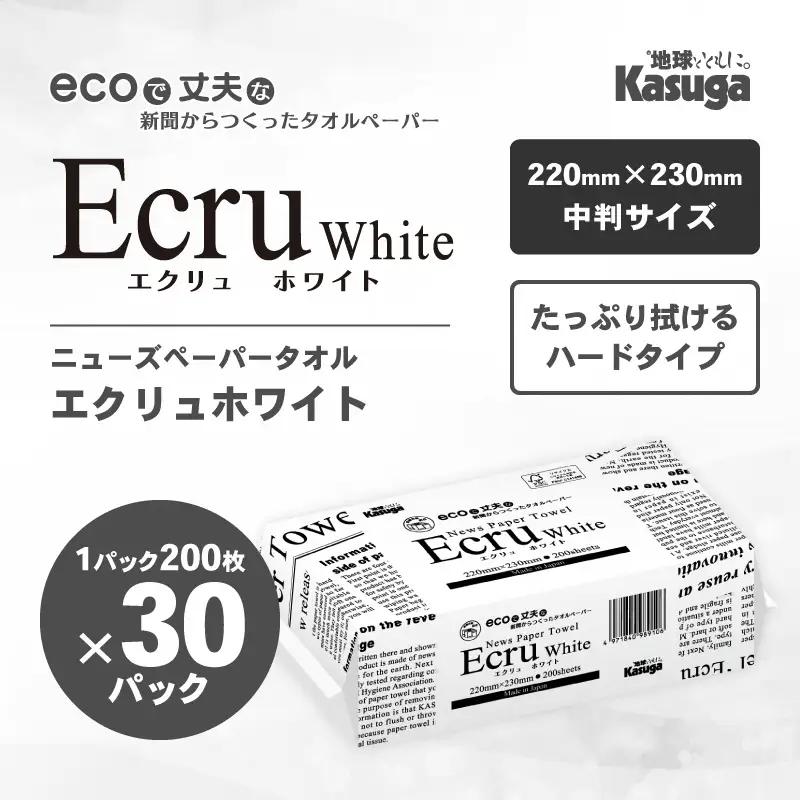 ペーパータオル エクリュ ホワイト 中判 200枚 × 30個 ペーパー タオル [sf023-012]
