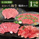 【ふるさと納税】【4ヶ月定期便】おおいた和牛焼肉セット 合計約1.6kg 和牛 おおいた和牛 牛肉 月替わり 食べ比べ 4回 定期便 料理 焼肉 焼き肉 BBQ バーベキュー お肉 肉 ミスジ 肩ロース 上カルビ 赤身 冷凍 国産 九州産 大分県産 送料無料